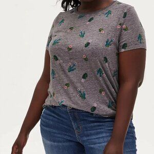 Size 0 (large) TORRID CACTUS Burnout Summer T-shirt gray nwot cute womens top